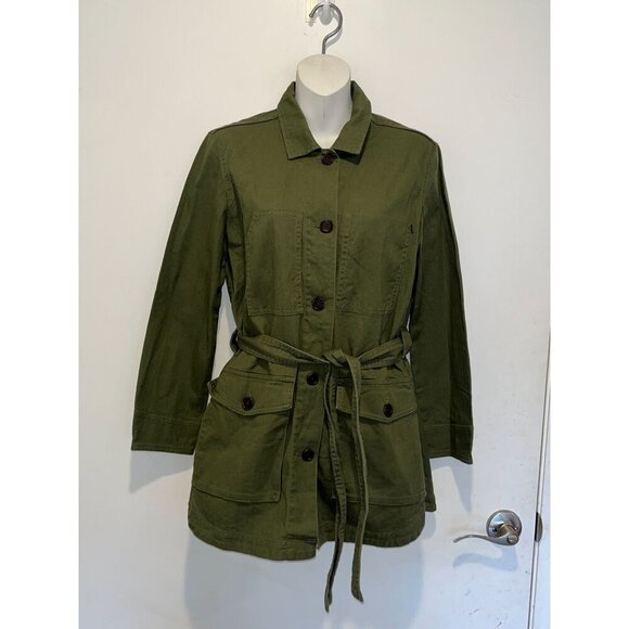 Madewell Tie-Waist Military Jacket in  Green Women's  Size XS ($145) - Picture 3 of 11